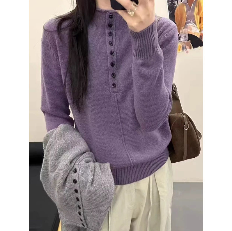  /DANDAN/ 半高领香芋紫毛衣舒服好穿~165