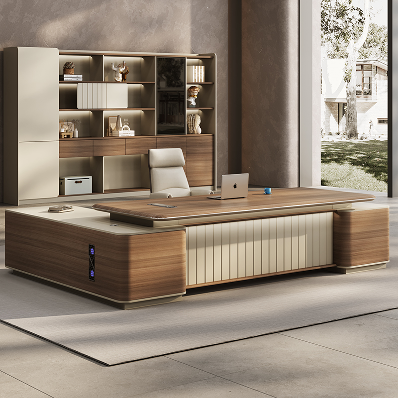 金鸾老板办公桌董事长办公室高级感轻奢简约现代办公家具桌椅组合