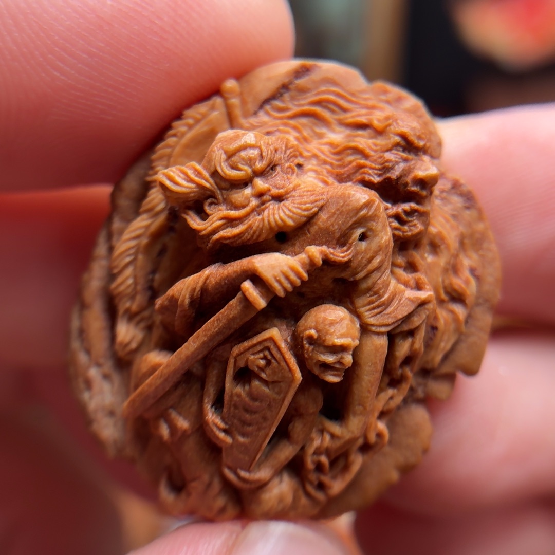 性价比桃核雕刻钟馗锁鬼