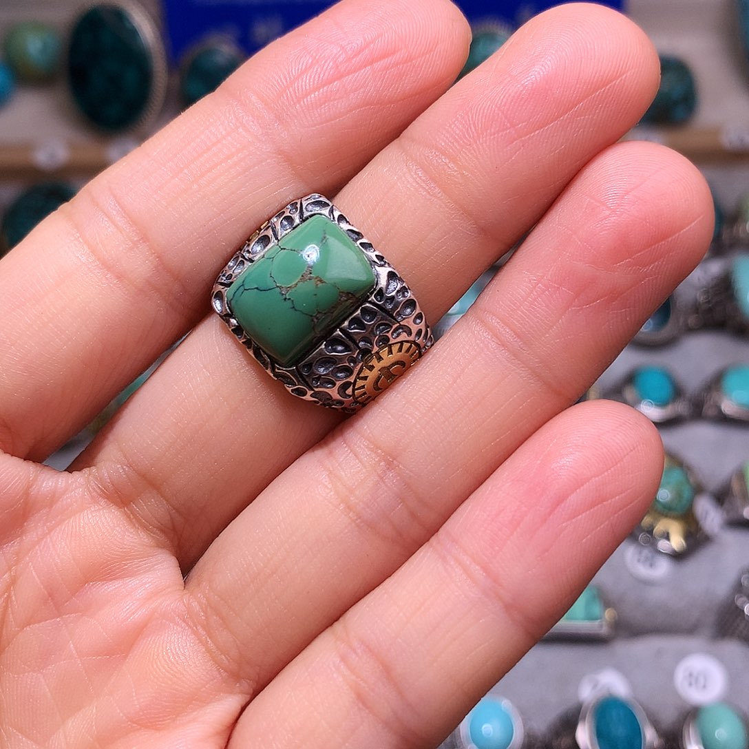 绿松石挂件银S925镶嵌