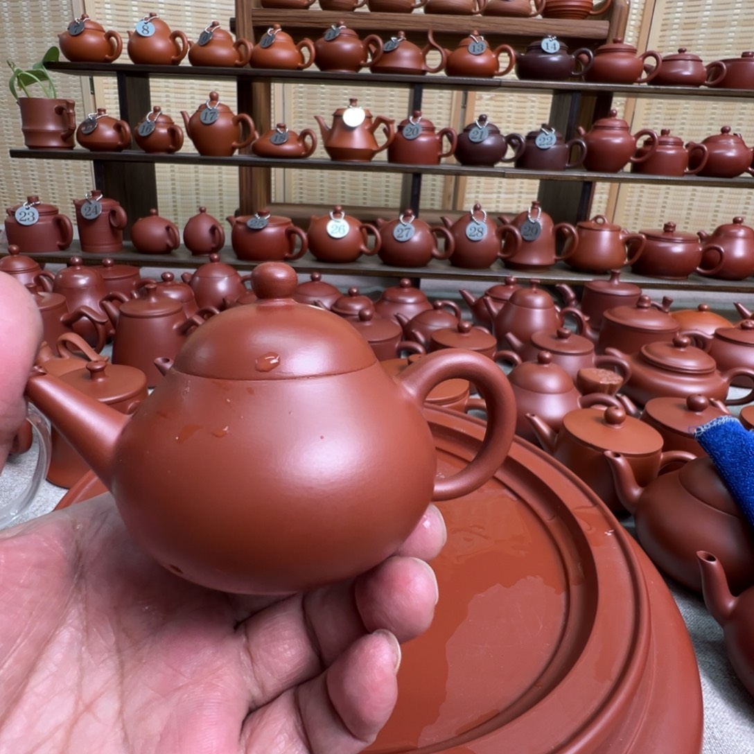 財***手紫砂茶壶潮州手拉朱泥壶，微瑕不退换