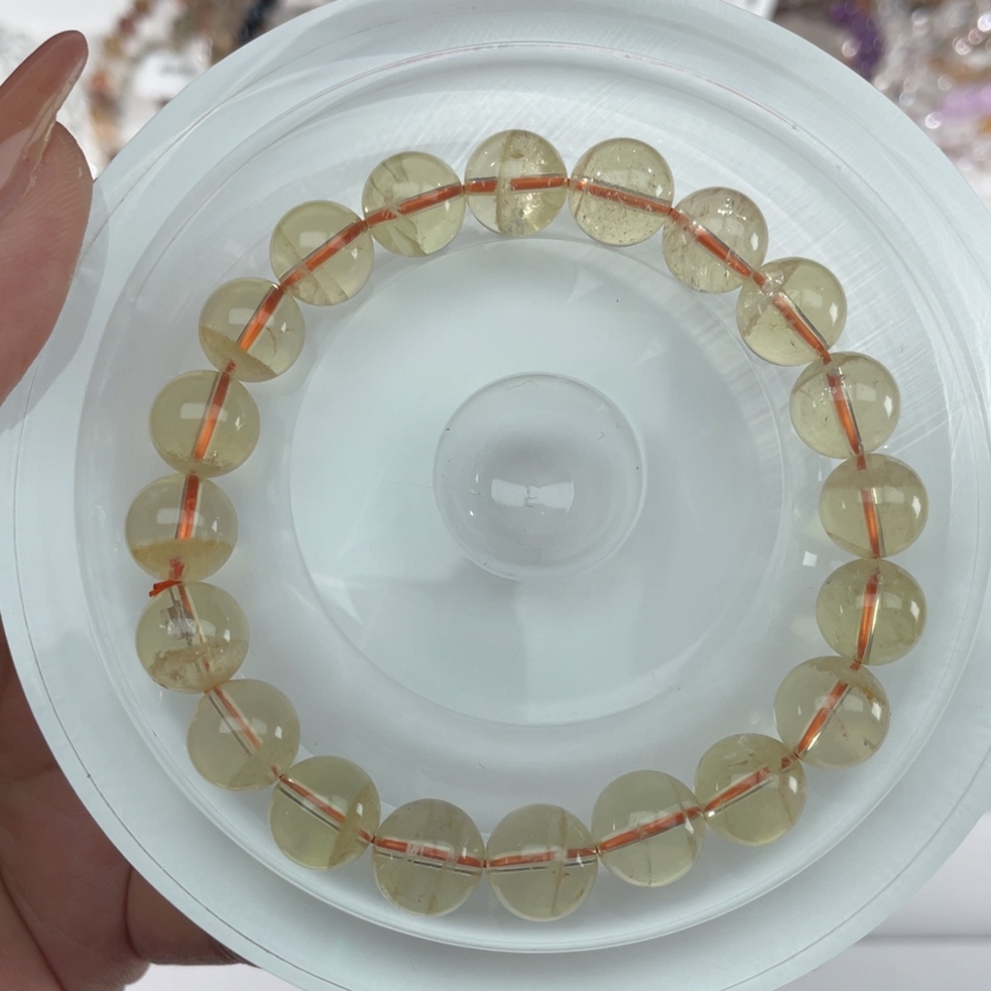 水晶手链未镶嵌007黄幽灵水晶9m+