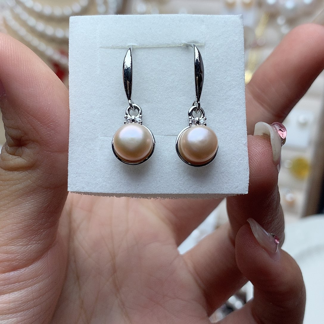 淡水珍珠8-9“未镶嵌n39耳环