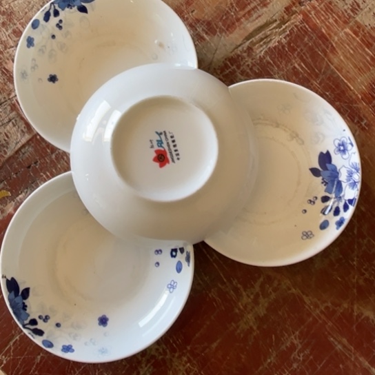 瓷片陶瓷陶瓷10厘米4个红叶