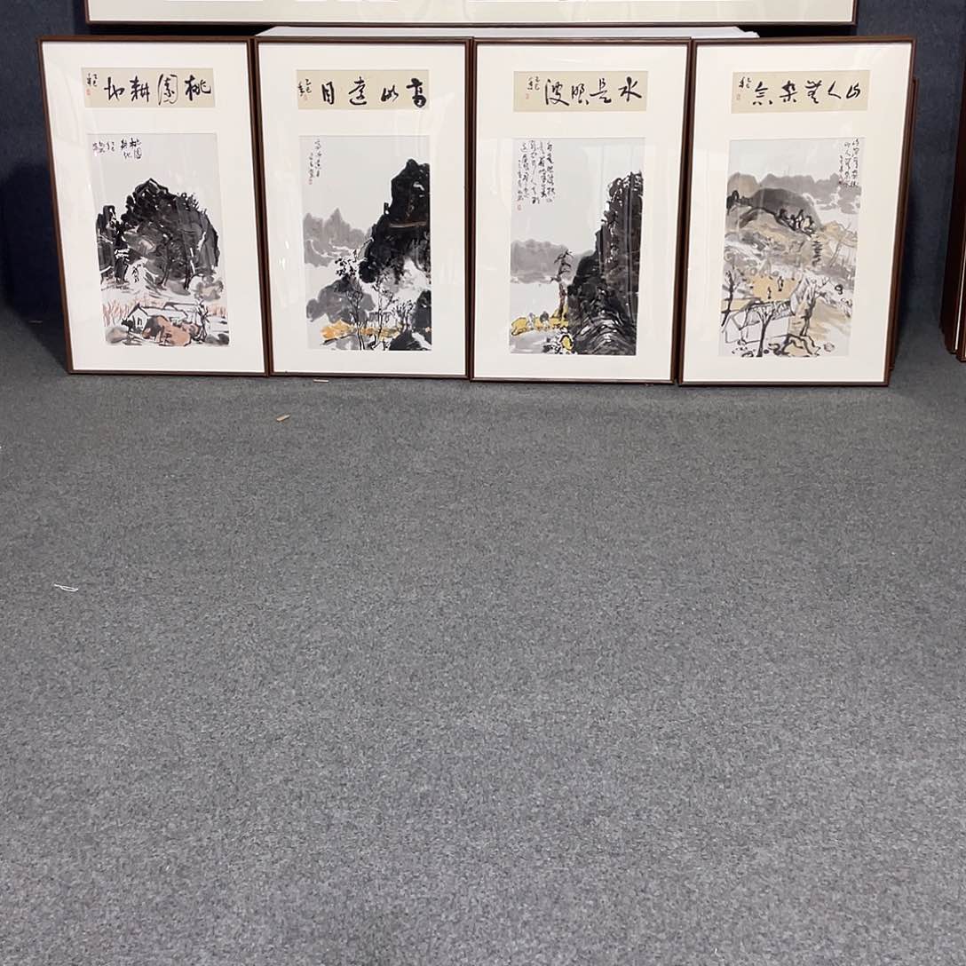 国画手绘画作品带框发