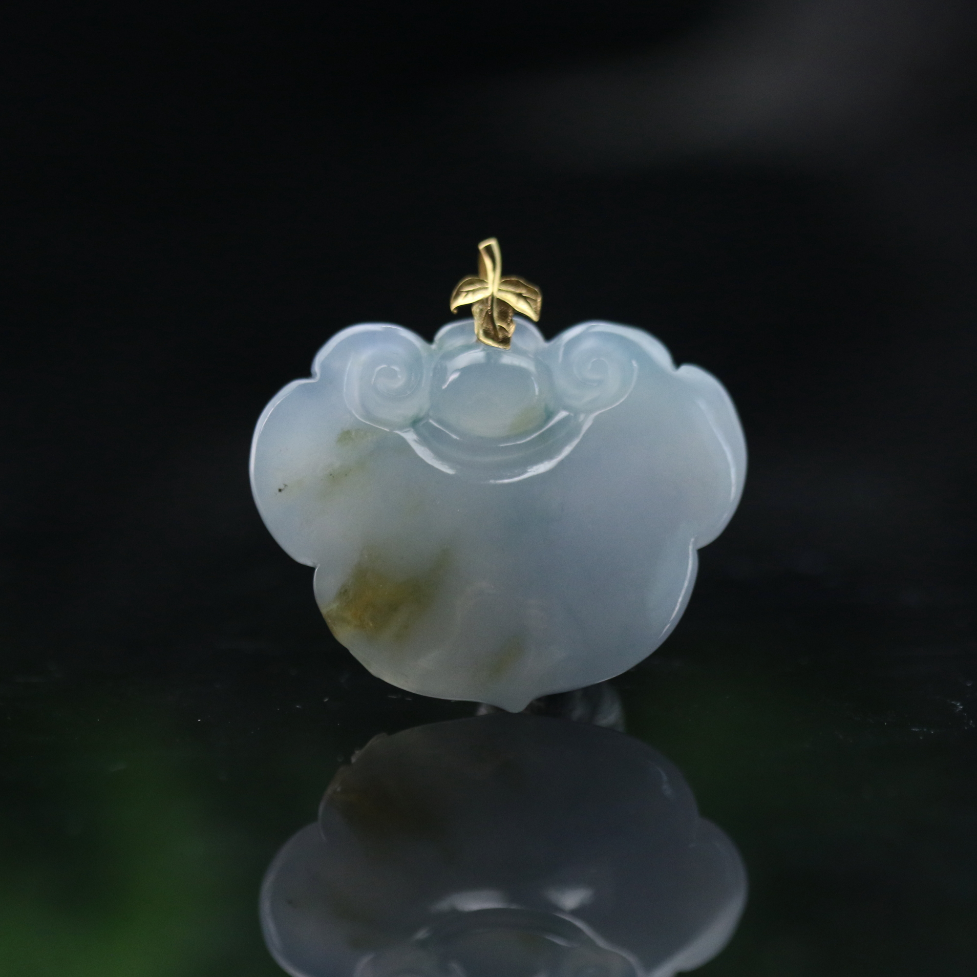 30天然缅甸翡翠A货18k冰如意头/600131/上海嘉禾拍卖