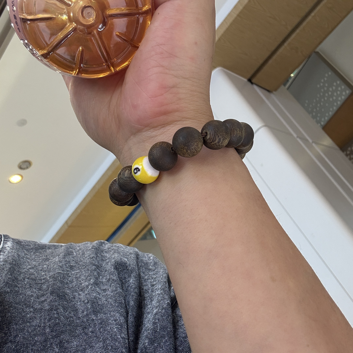 沉香手串情侣款球友追分款 精品绿奇楠12mm 黄金九手串
