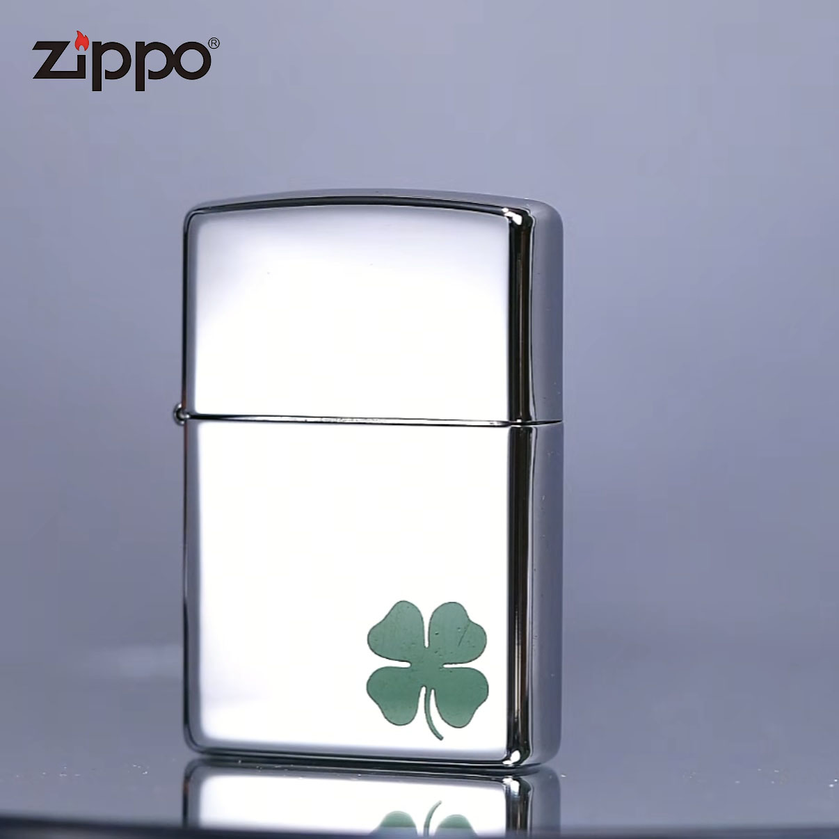 ZIPPO 打火机正品 常规镜面四叶草DY9902US 0381