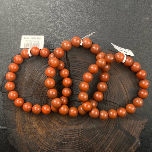 原矿无优化保山南红磨石坎9-10mm圆珠单圈手串多样性发1