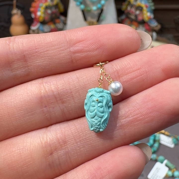 绿松石18K金镶嵌美人鱼