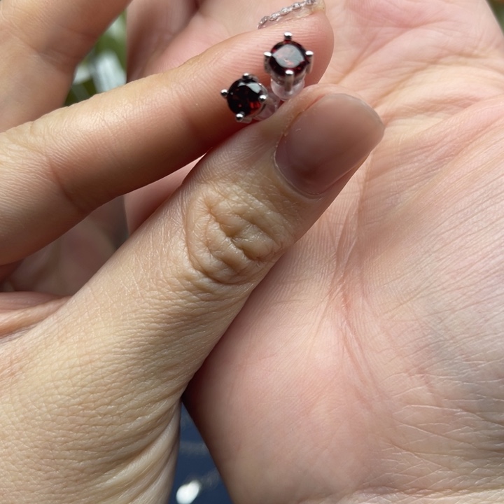 石榴石耳饰银S925镶嵌