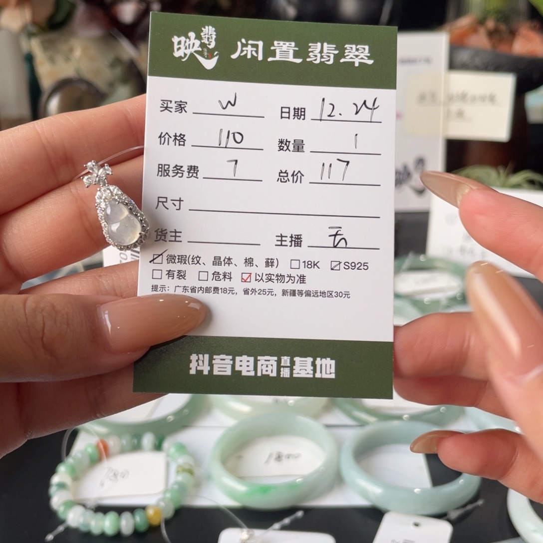 w***翡翠银S925镶嵌颈饰翡翠