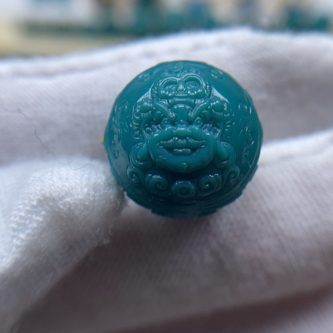 绿松石未镶嵌珠宝奇石黄财神15mm