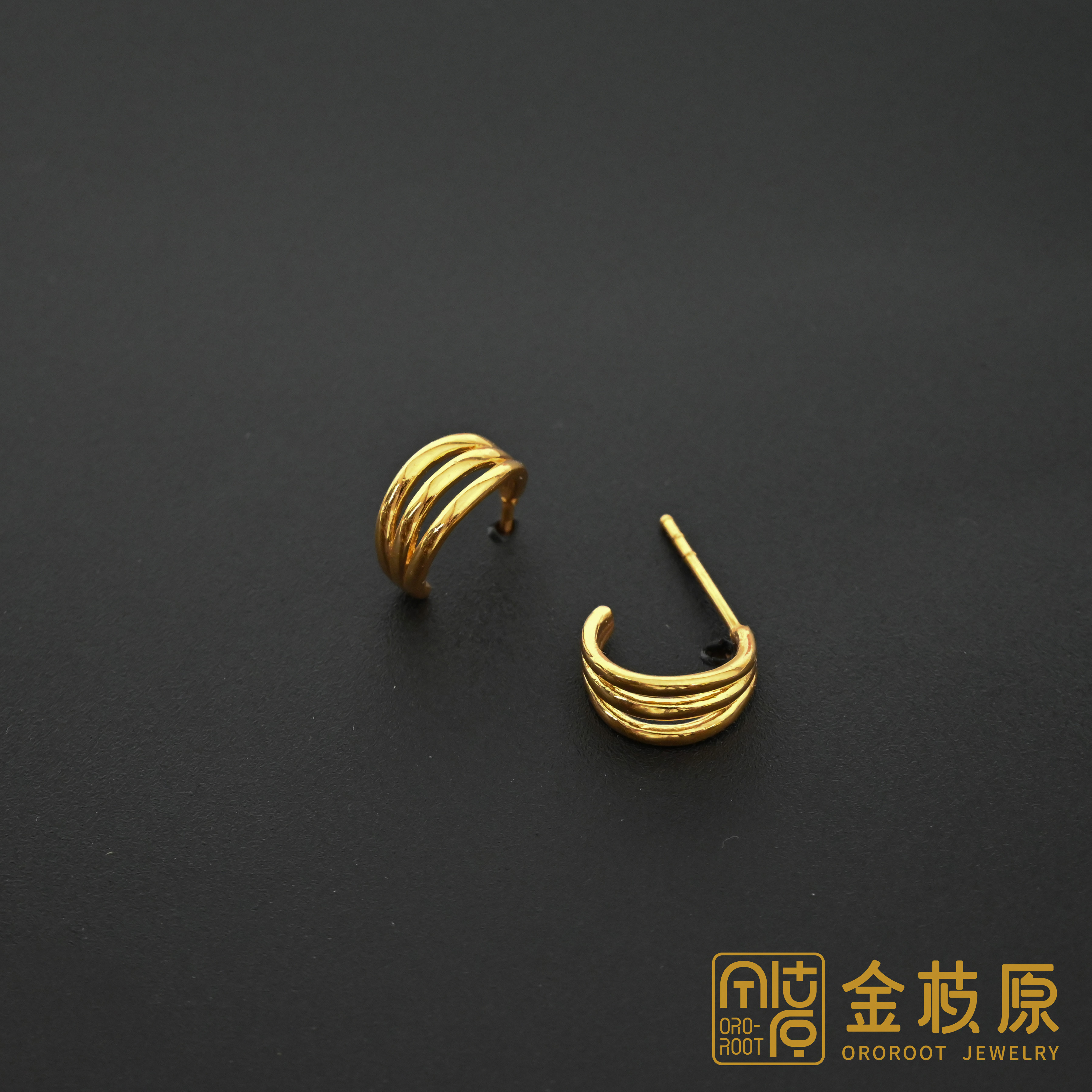 【金枝原】足金999 猫爪耳钉 直