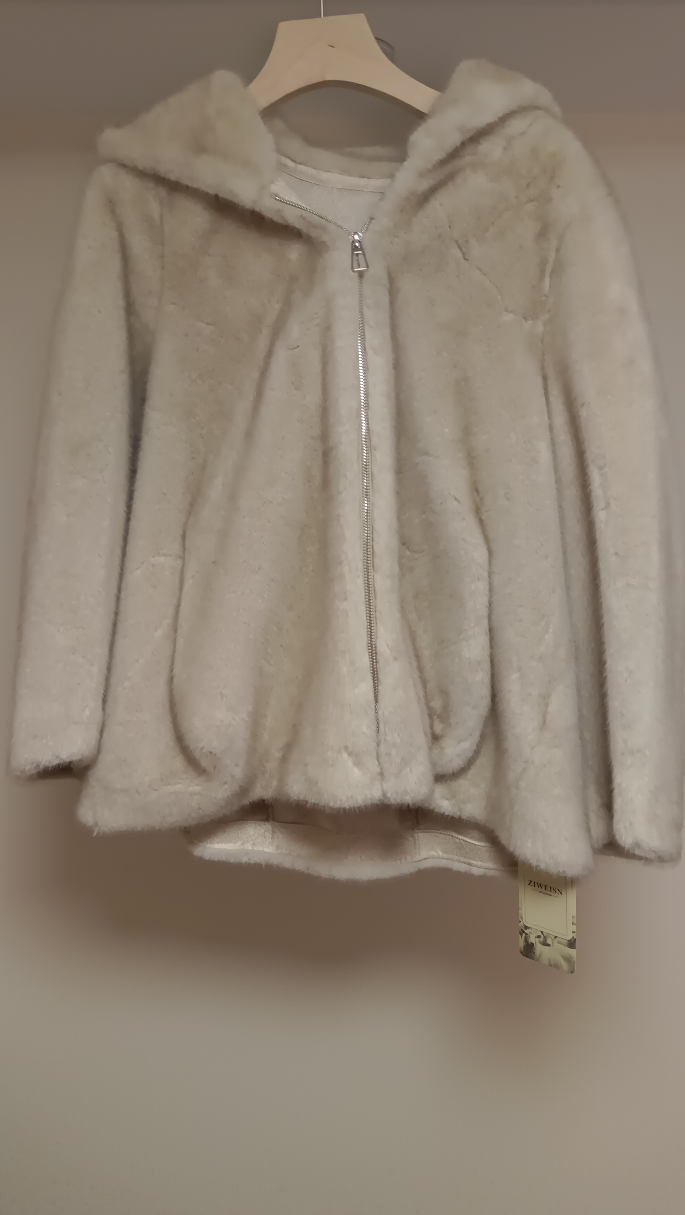 女中长款2025冬款连帽杏色韩版上衣