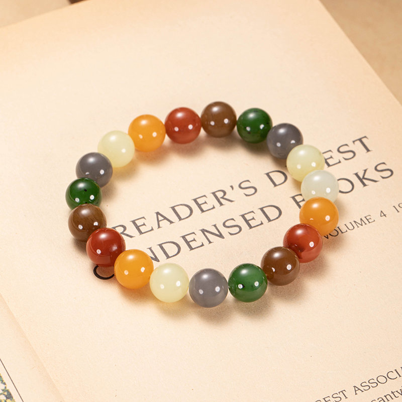 和田玉多宝圆珠手串多巴胺圆珠手链单圈10mm多样性发一