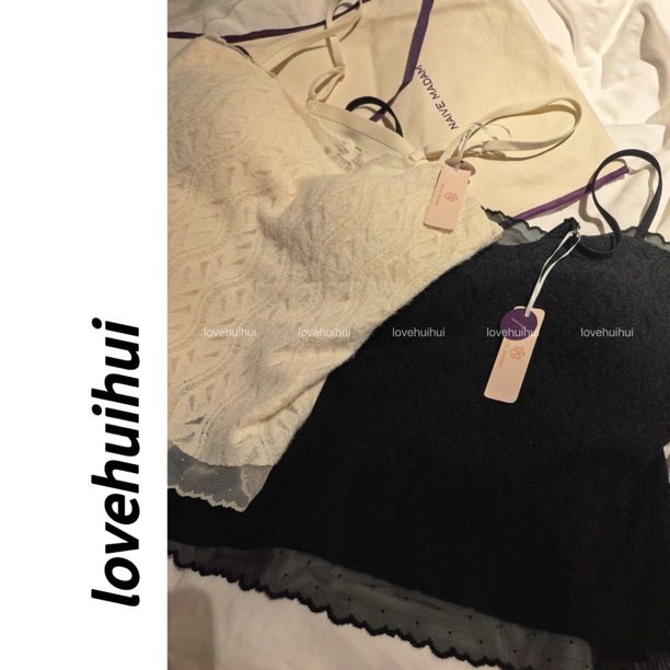 lovehuihui 《秋冬暖绒》磨毛蕾丝带胸垫百搭美背