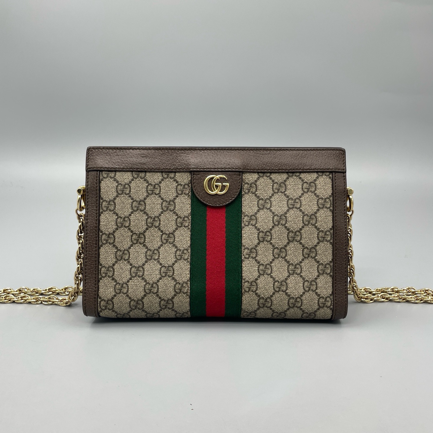 95新 GUCCI/古驰 老花Ophidia夹子包链条斜挎包 026 26*17 A3140