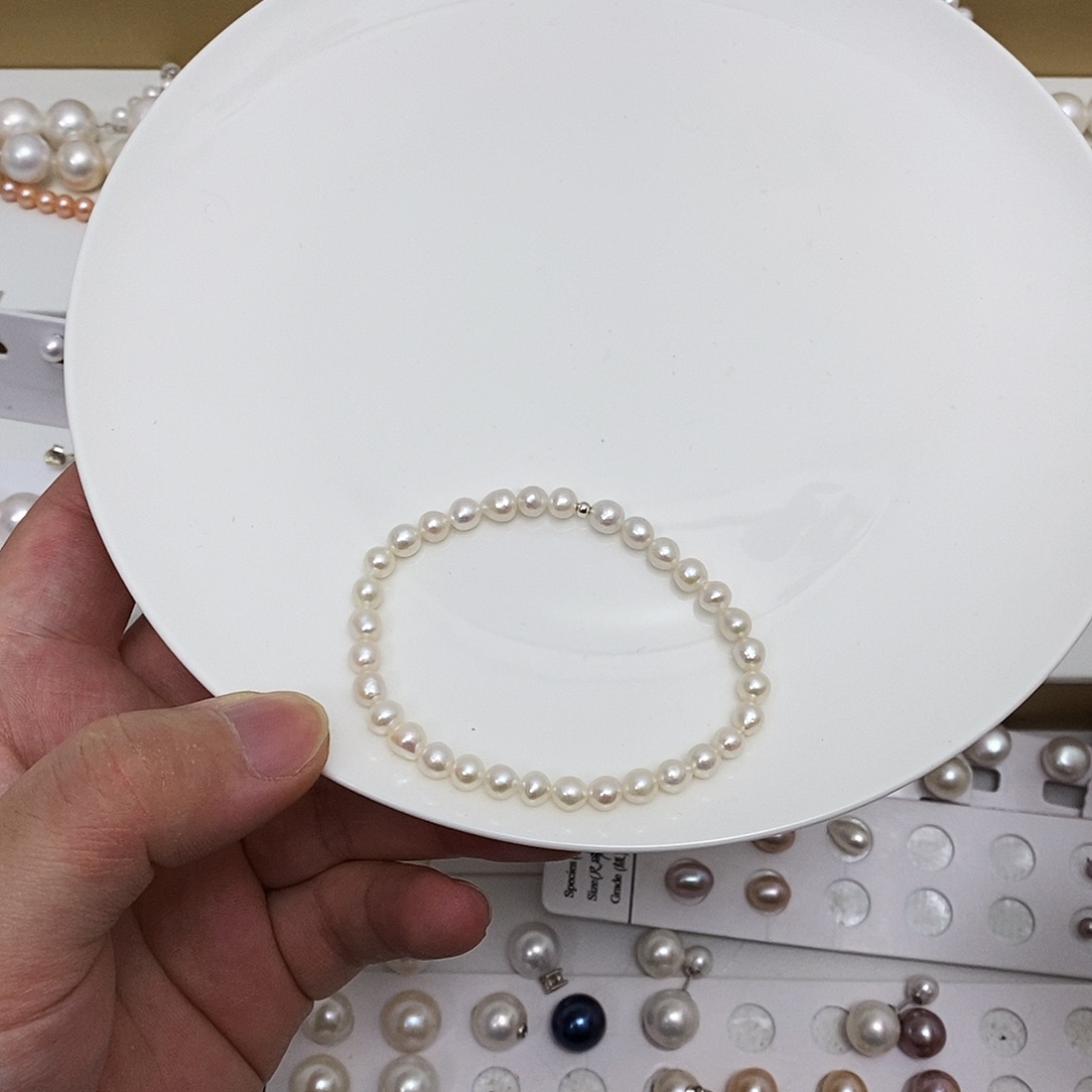 银S925镶嵌5m特价珍珠手链淡水珍珠