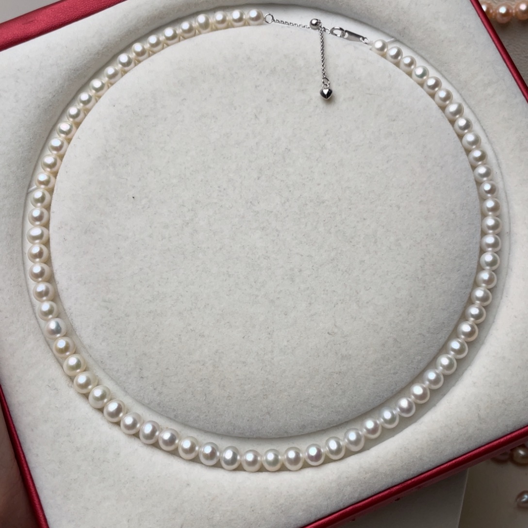 银S925镶嵌淡水珍珠颈饰5-6mm