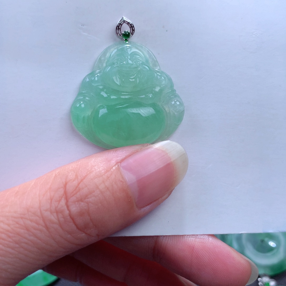 翡翠吊坠(不含链)18K金镶嵌