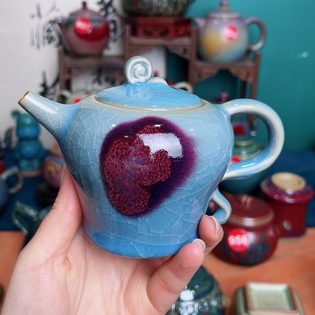 盘厚****木钧瓷艺术作品壶