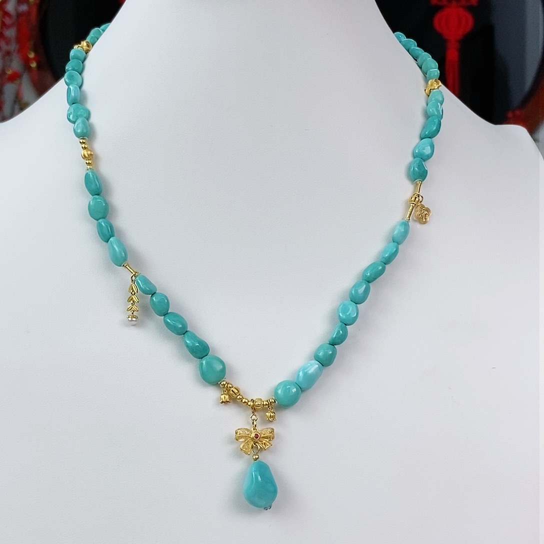 绿松石珠宝奇石18K金镶嵌