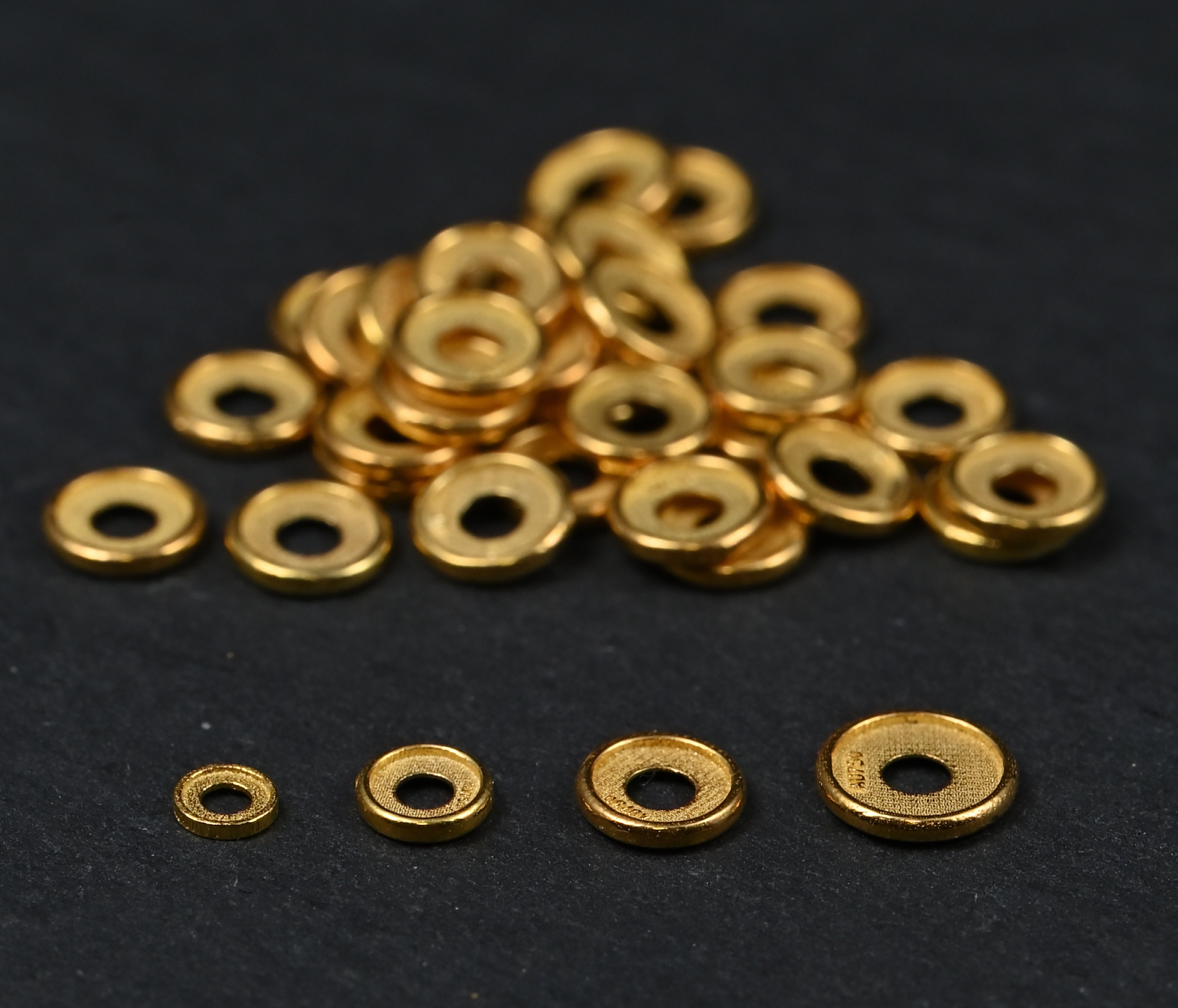 纯18K古法金配饰实心车轮隔片凹底直切隔片垫片约3mm4mm5mm6mm