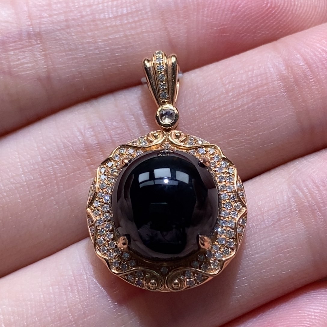 吊坠(不含链)18K金镶嵌翡翠