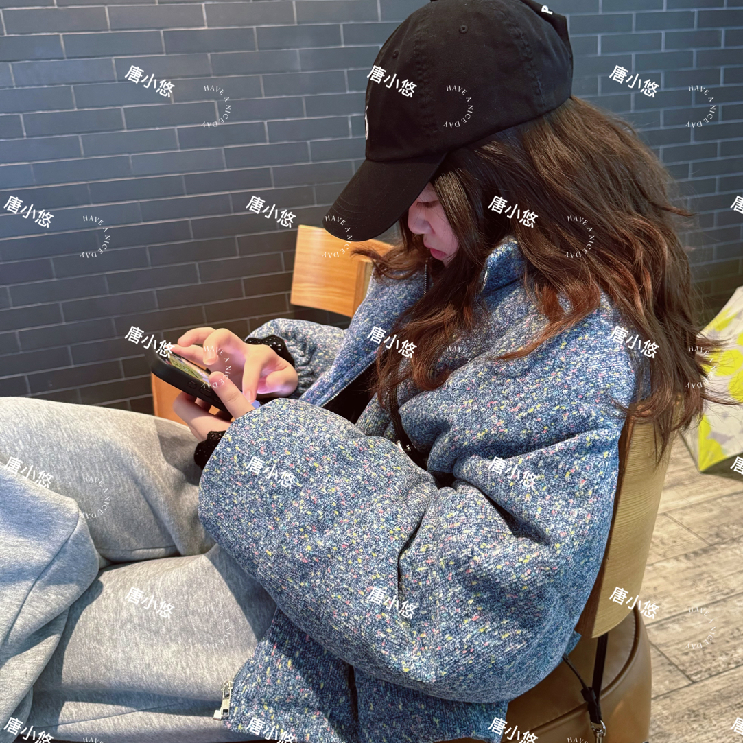 【唐小悠童装】韩系蓝色彩点棉服