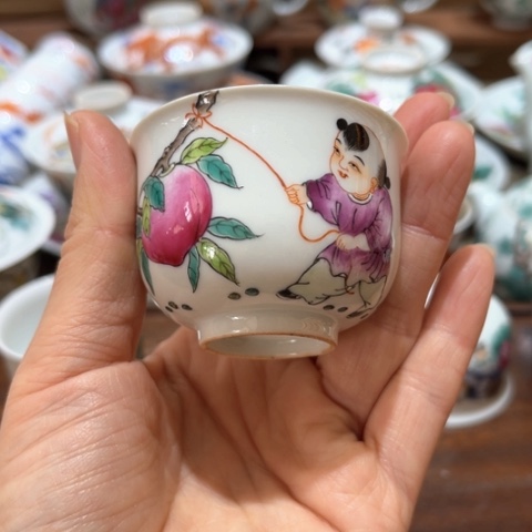 手绘茶杯盖碗壶承