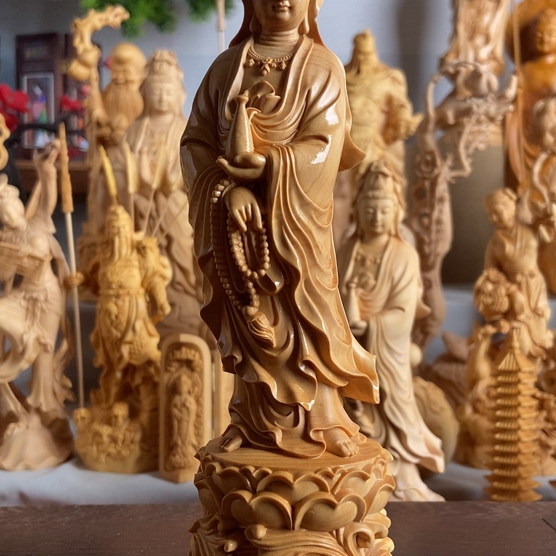 木从****去小叶黄杨木雕观音21