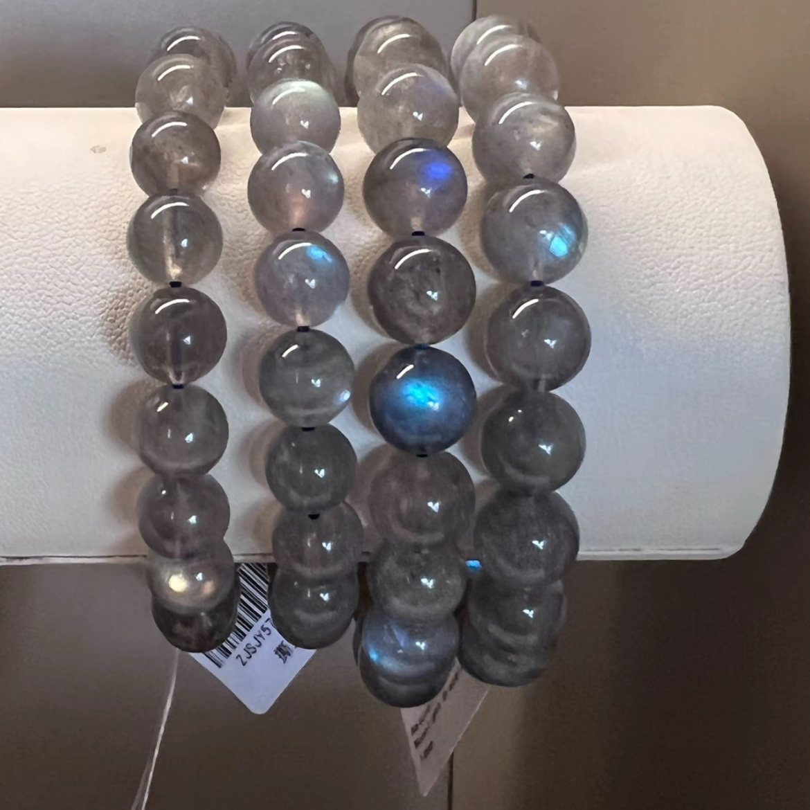 【顶货漏价】天然强蓝光透体特级极品高档灰月光白水晶手链真品保真