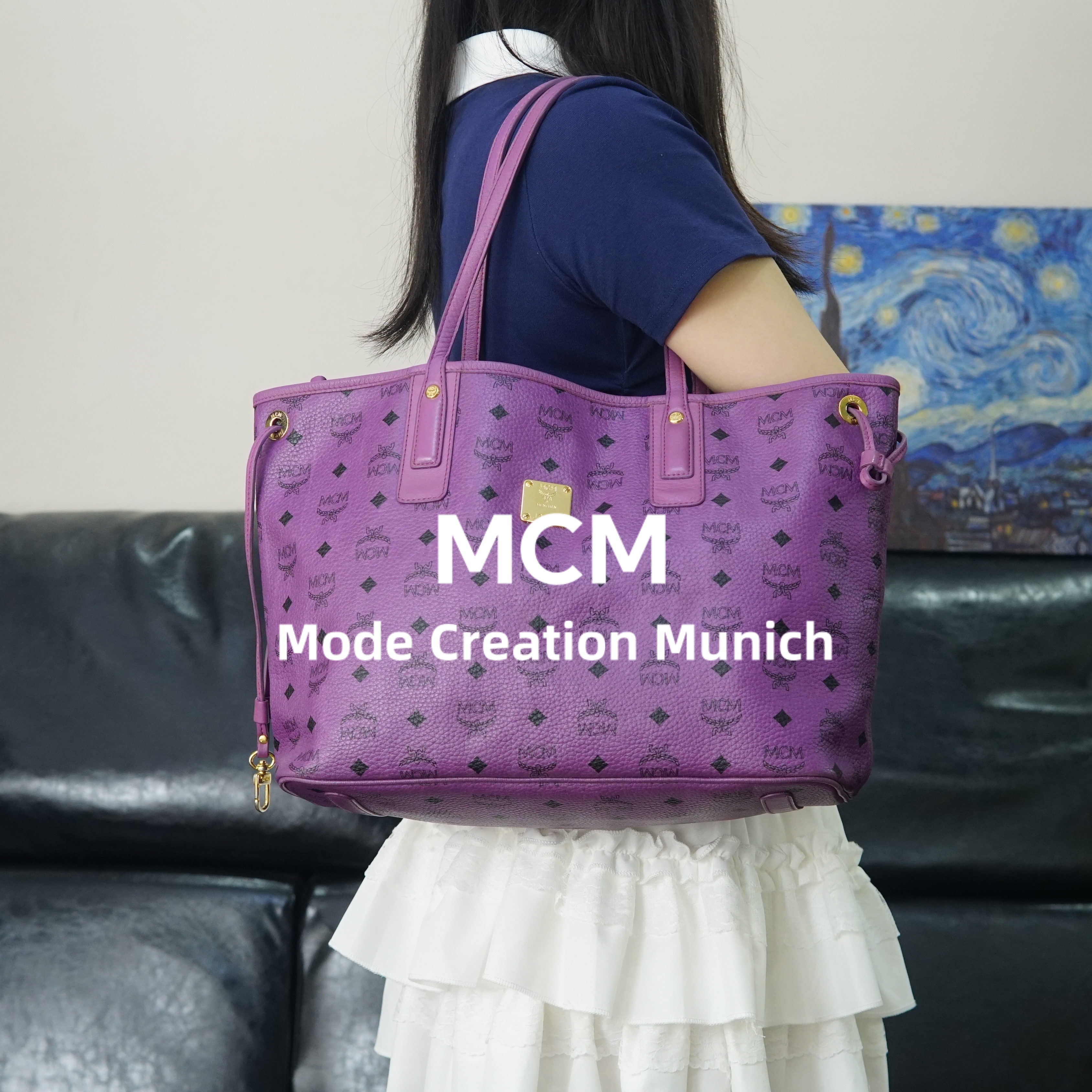 95新 MCM 金标单肩托特/EE06715016/5016