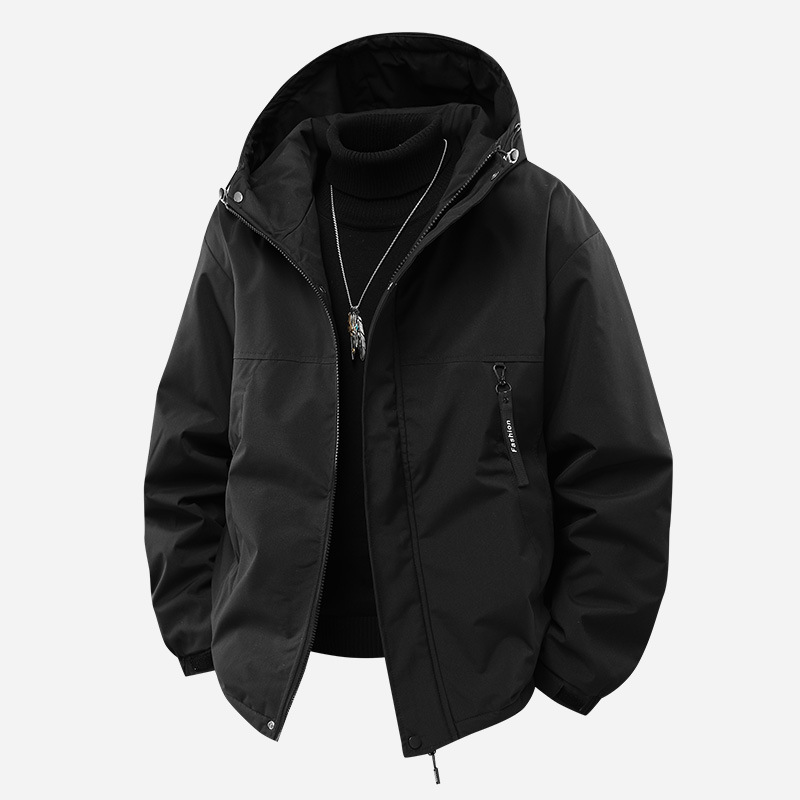 M-8XL25年春季新款男式夹克外套纯色冲锋衣潮流百搭户外运动登山