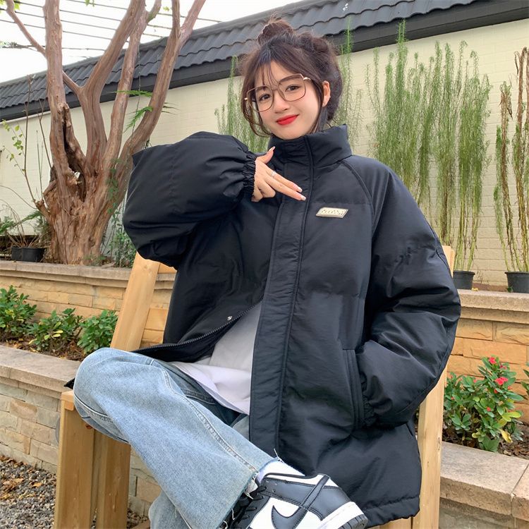oversize棉服女学生棉袄面包服大码美式宽松加厚棉衣立领冬季外套