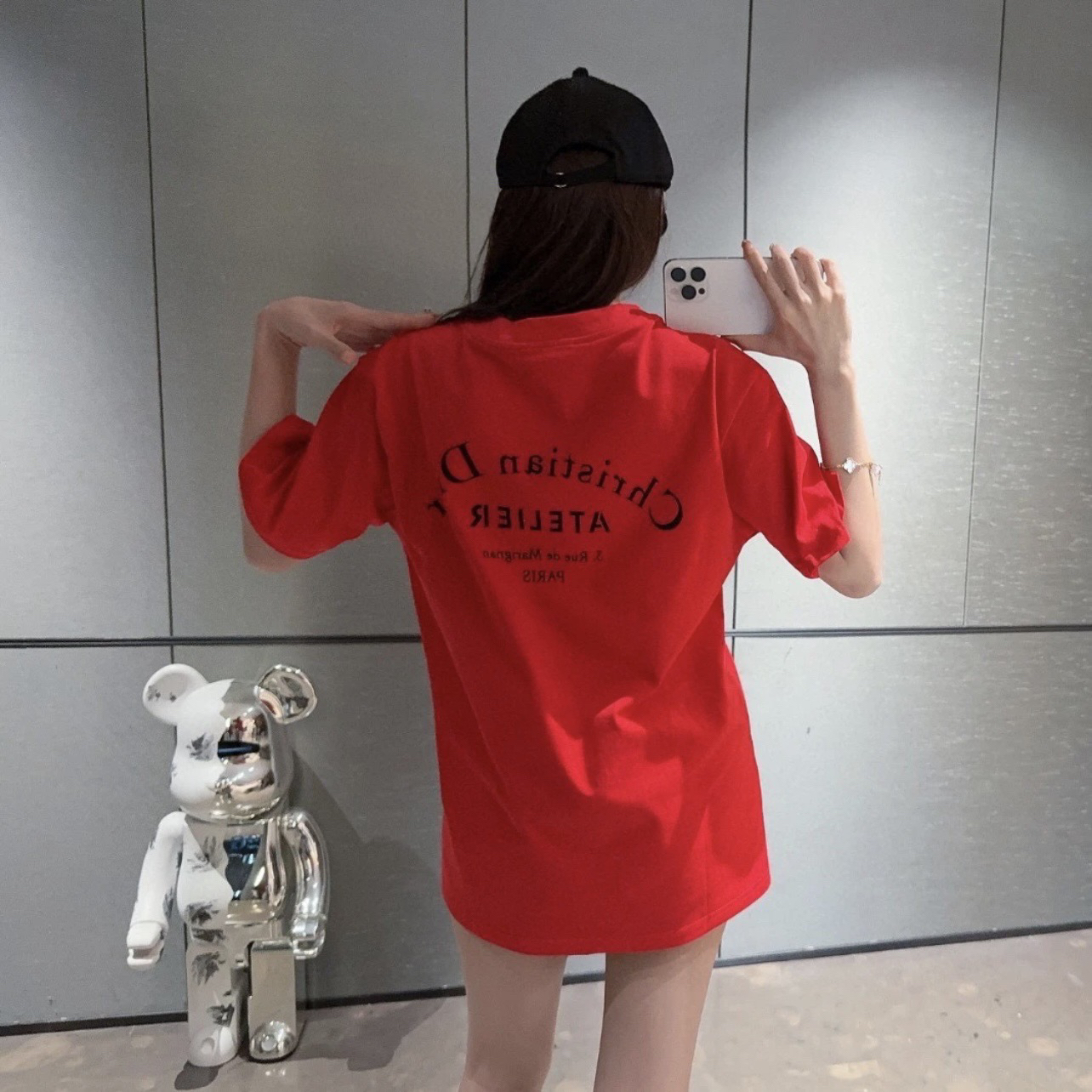 99新 DIOR/迪奥 au309/背后标语字母纯色短袖 s码 棉