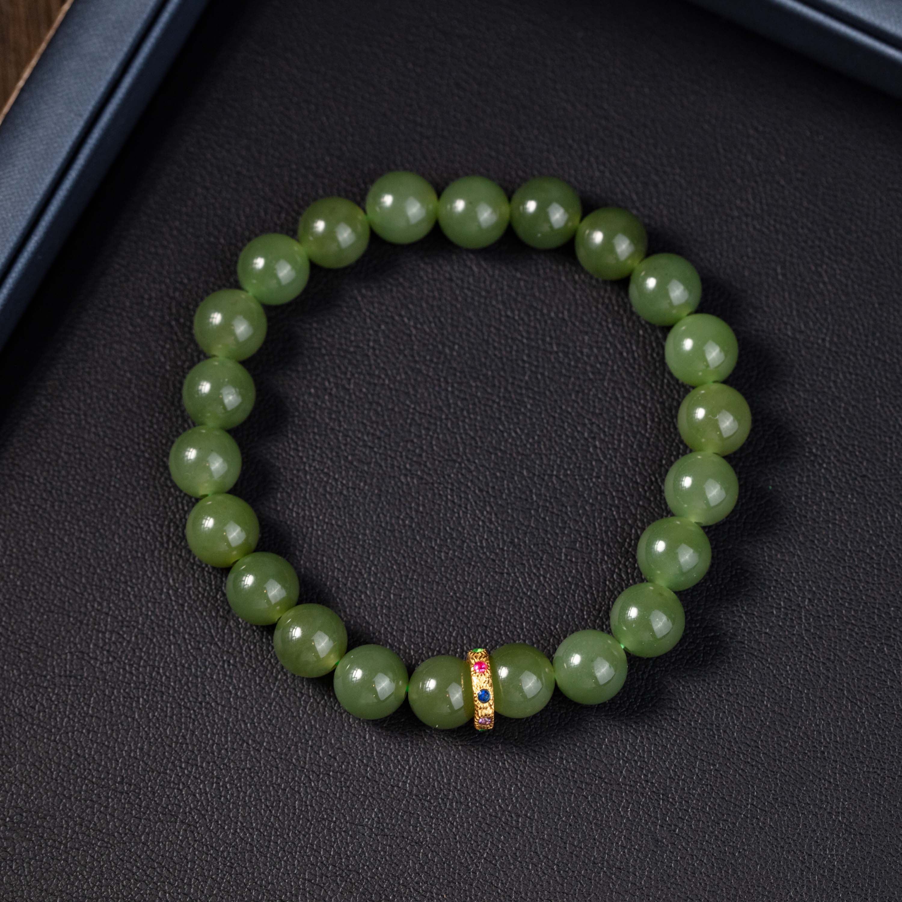 和田玉青黄口圆珠手串多样性发一约7mm-B1590426