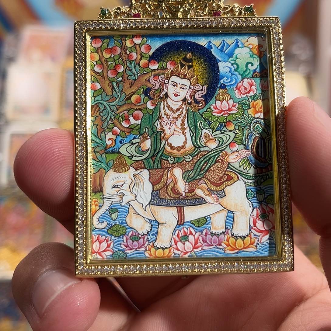 吊坠A*e热贡纯手绘普贤