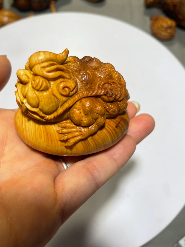 柏木陈化高油料金蟾手把玩件装饰品摆件
