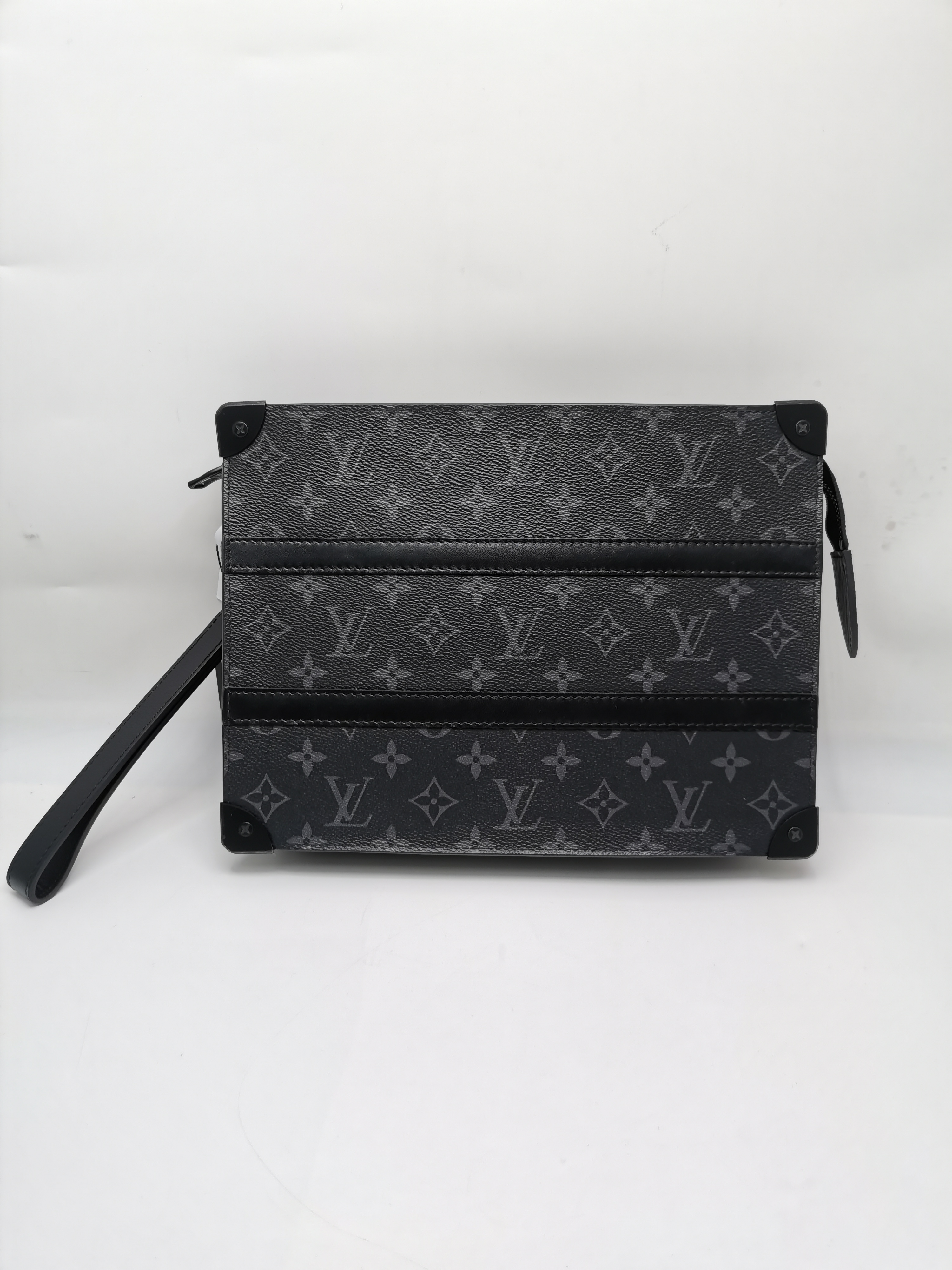 99新 LouisVuitton/路易威登 17922 LV 黑老花 trunk 手拿包