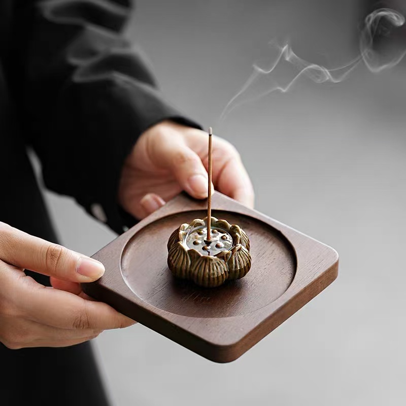 陶瓷莲花小香插香座香托