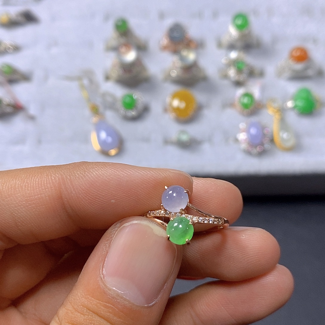 翡翠戒指银S925镶嵌22号