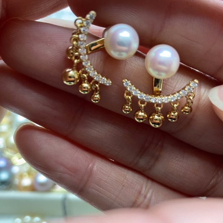 海水珍珠耳饰银S925镶嵌