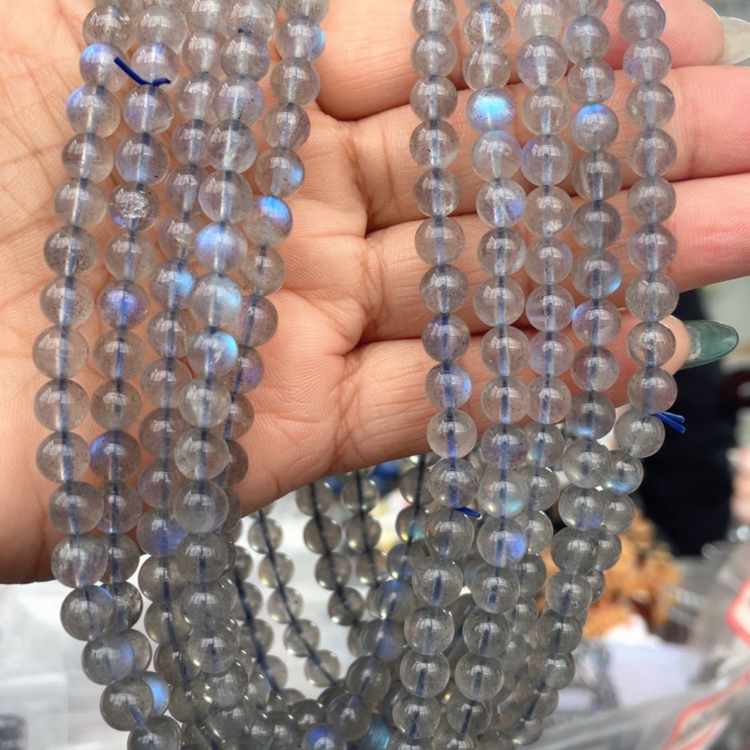 水晶手串未镶嵌6mm灰月光多圈手串多样性发其一