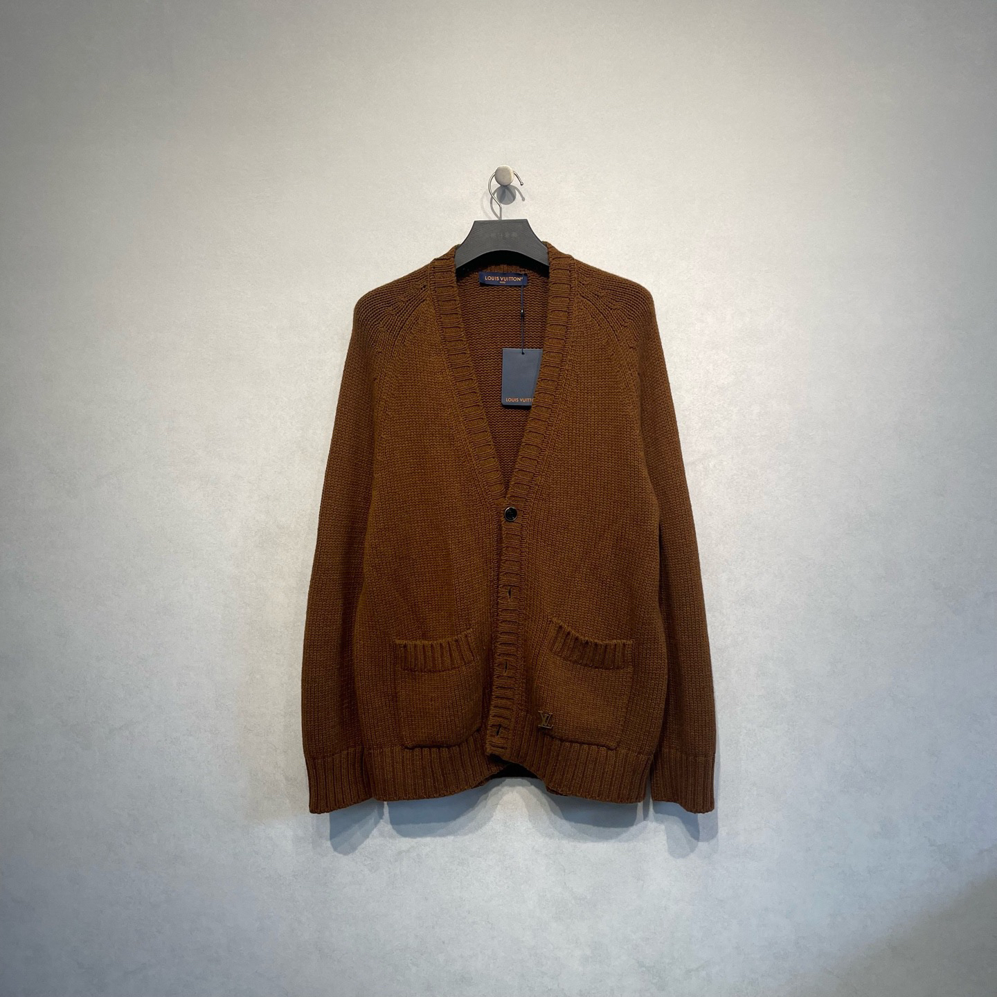未使用 LouisVuitton/路易威登 SS25 棕色山羊绒开衫外套/XL码