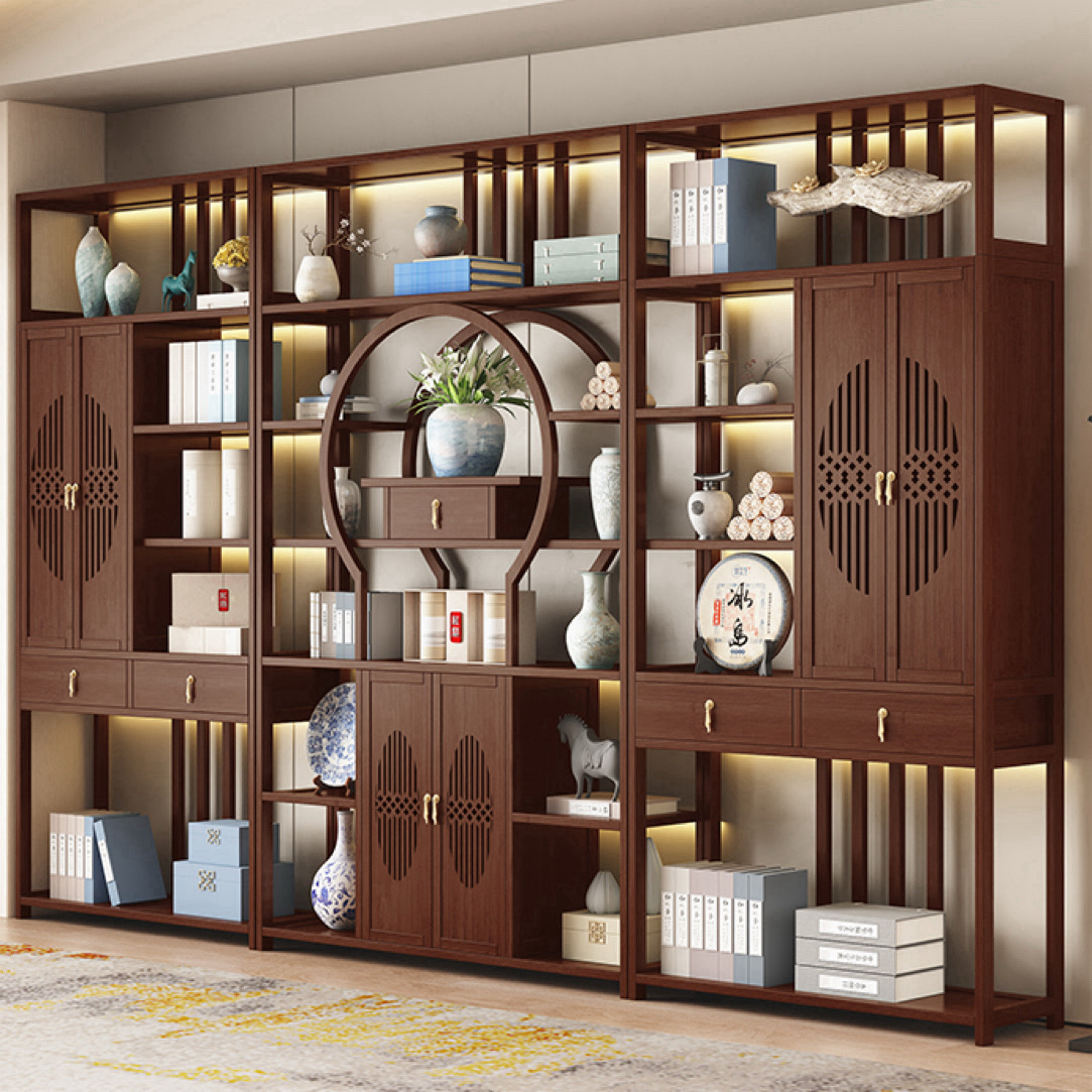 博古架落地置物架客厅展示柜隔断茶叶架古董陈列架酒架茶柜置物架
