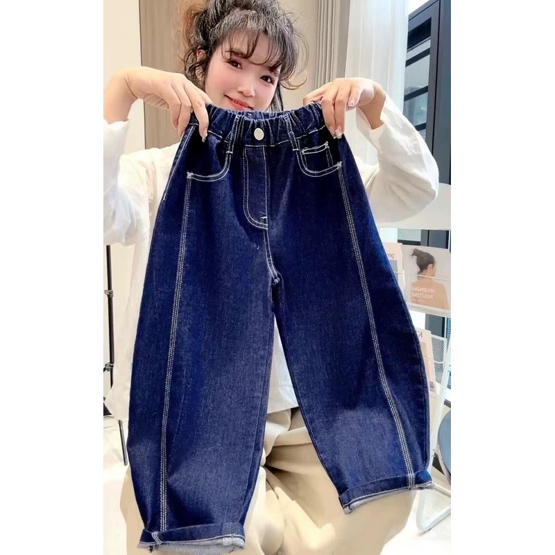 儿童软牛仔裤2025春季时尚韩版宽松男女童设计春秋舒适百搭长裤潮