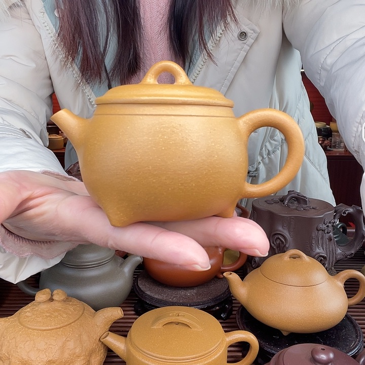 段泥茶壶石瓢容量约200半手工制作