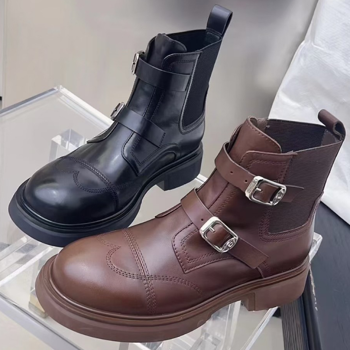 601-661秋冬短靴马丁靴女黑色靴子女靴英伦风女士鞋子小个子百搭